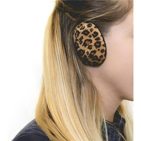 Leopard print fleece ear warmers bandless earmuffs thinsulate winter ear covers - Picture 2 of 7
